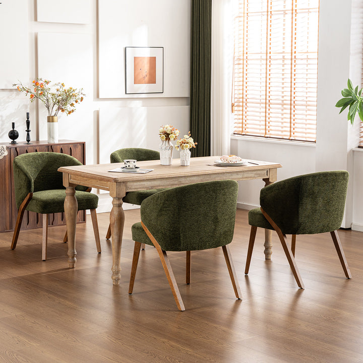 YOUNIKE Wooden Dining Chairs Upholstered Accent Chairs with Curved Back