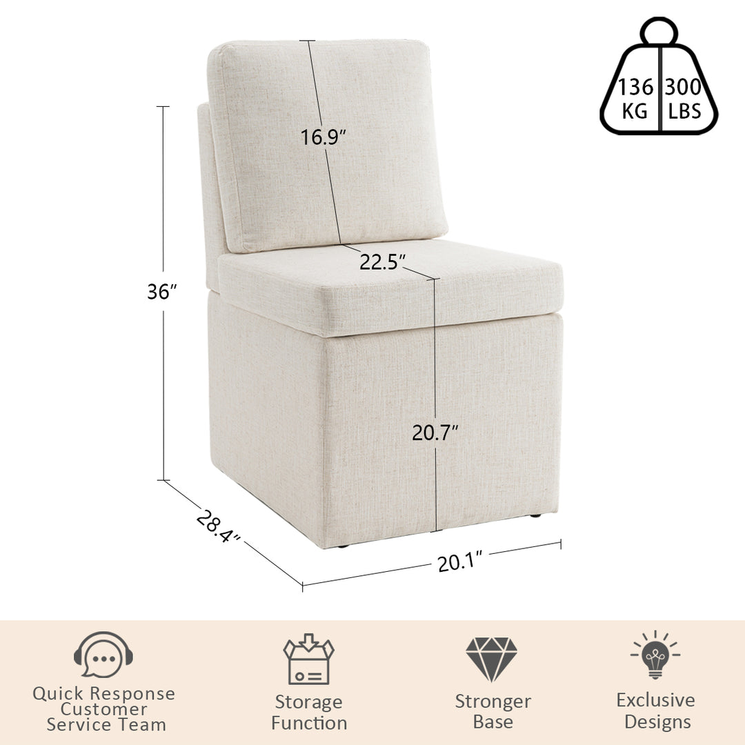 YOUNIKE Upholstered Accent Chair with Storage Seat for Living Room