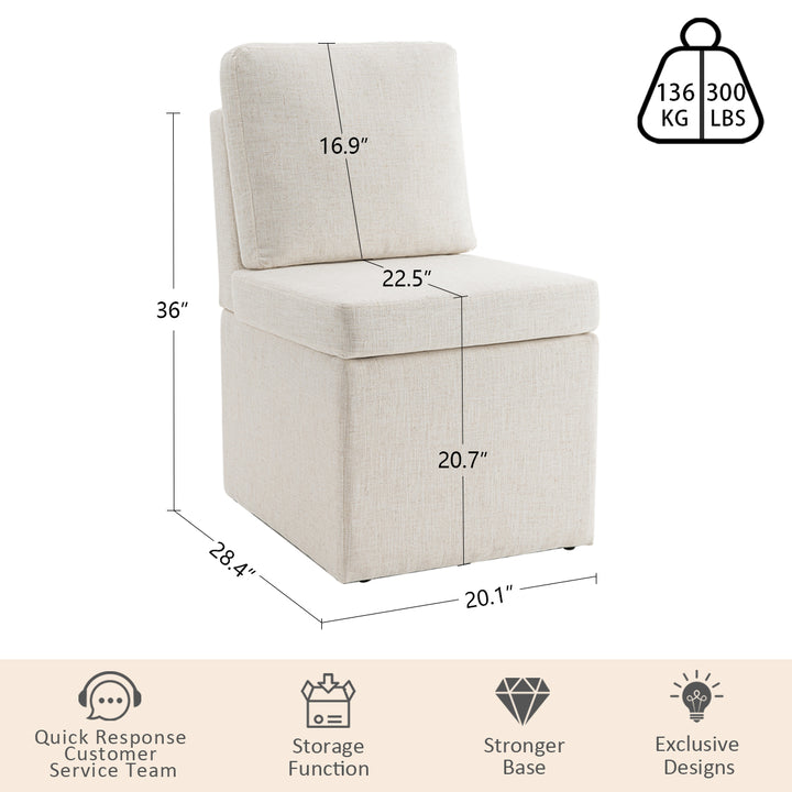 YOUNIKE Upholstered Accent Chair with Storage Seat for Living Room