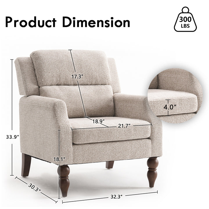 YOUNIKE Accent Armchair Upholstered Living Room Chairs with Legs