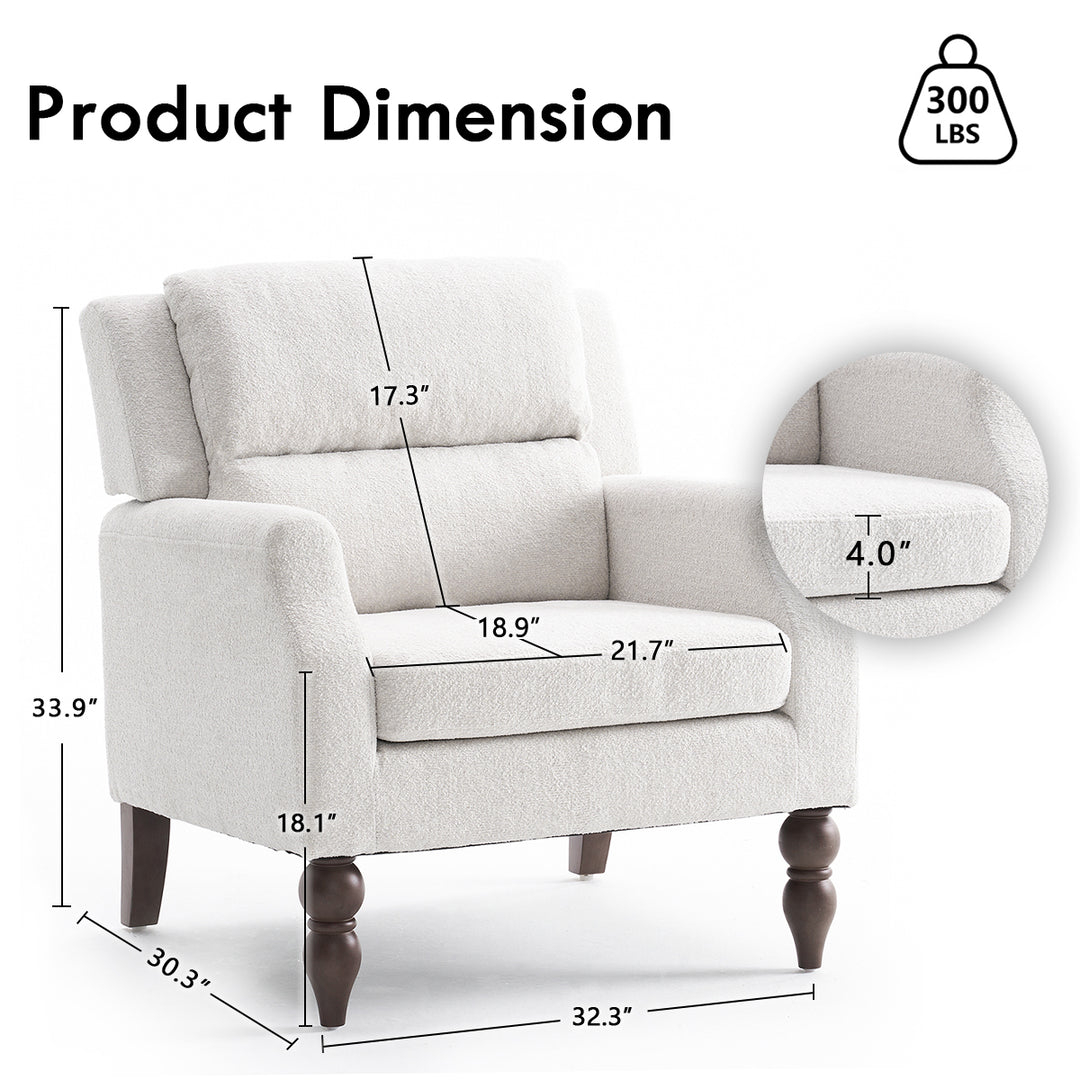 YOUNIKE Accent Armchair Upholstered Living Room Chairs with Legs
