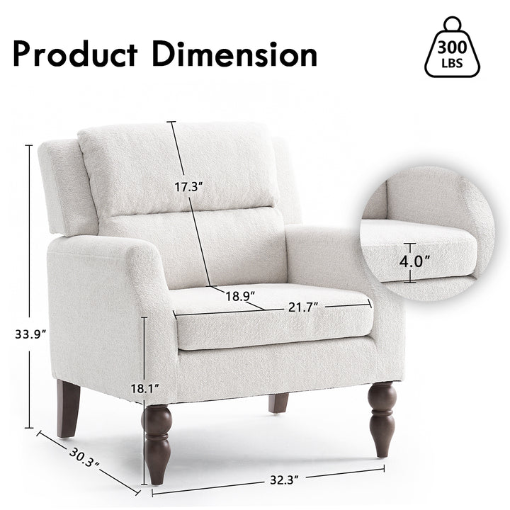 YOUNIKE Accent Armchair Upholstered Living Room Chairs with Legs