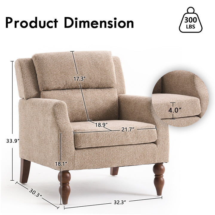 YOUNIKE Accent Armchair Upholstered Living Room Chairs with Legs