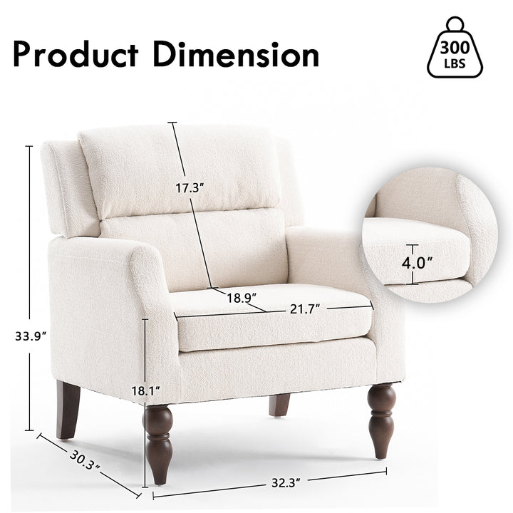 YOUNIKE Accent Armchair Upholstered Living Room Chairs with Legs