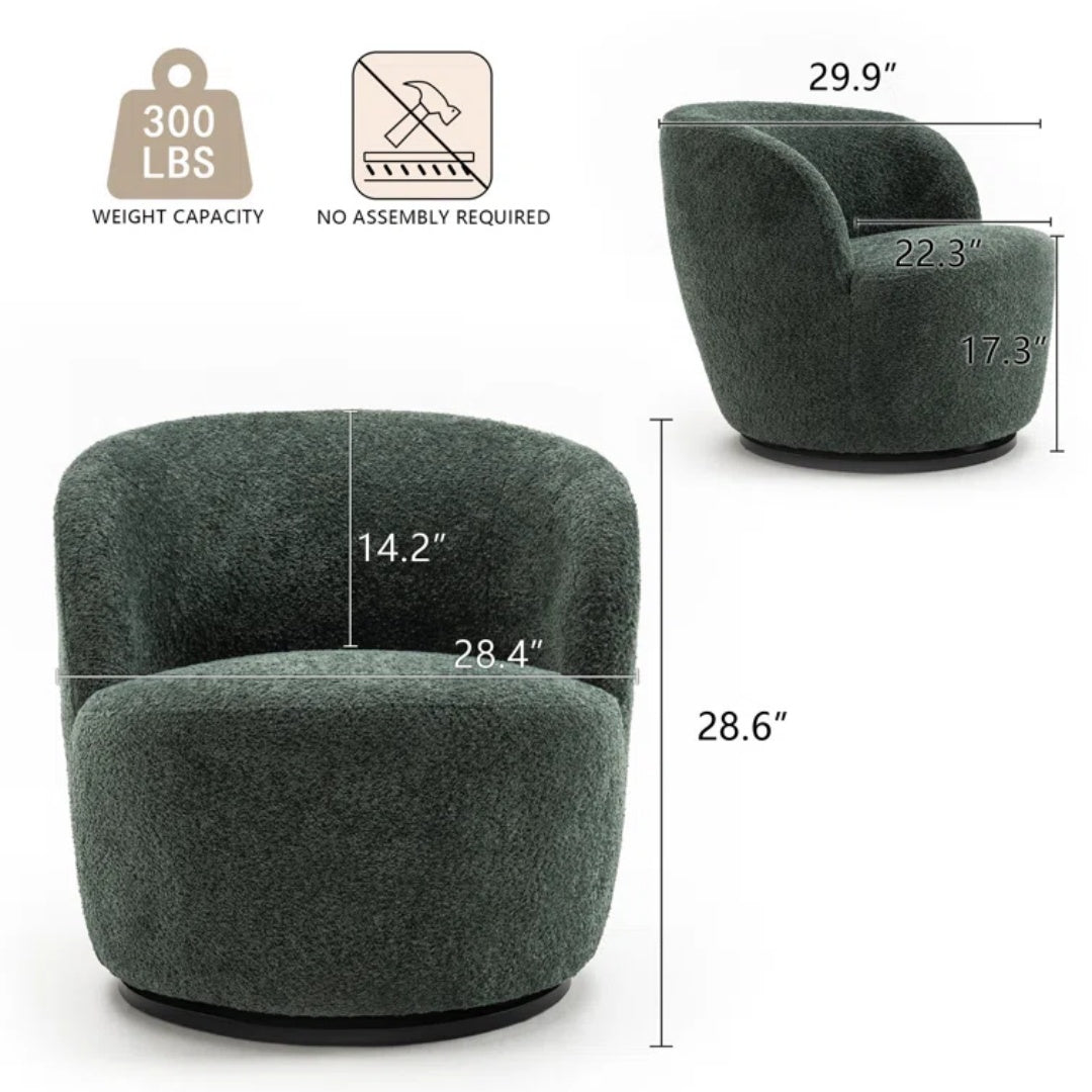 YOUNIKE Swivel Barrel Chair Modern Upholstered Accent Chair