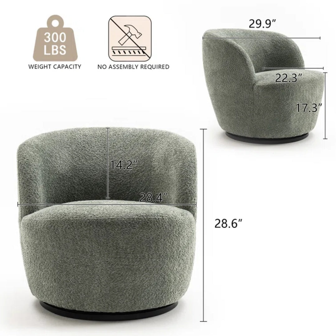 YOUNIKE Swivel Barrel Chair Modern Upholstered Accent Chair