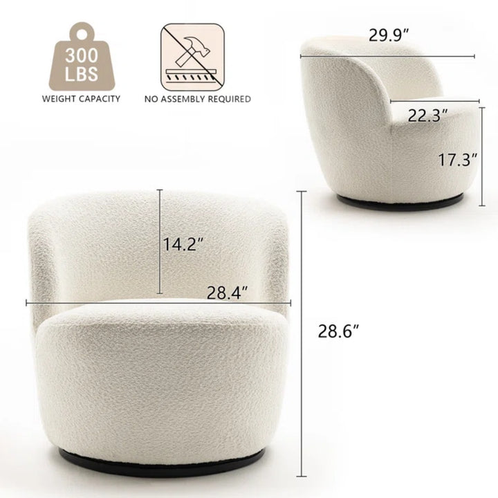 YOUNIKE Swivel Barrel Chair Modern Upholstered Accent Chair