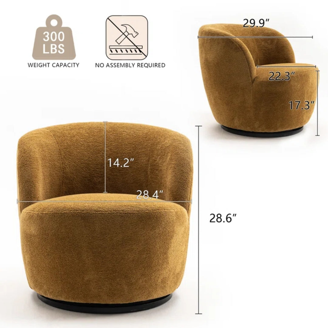 YOUNIKE Swivel Barrel Chair Modern Upholstered Accent Chair