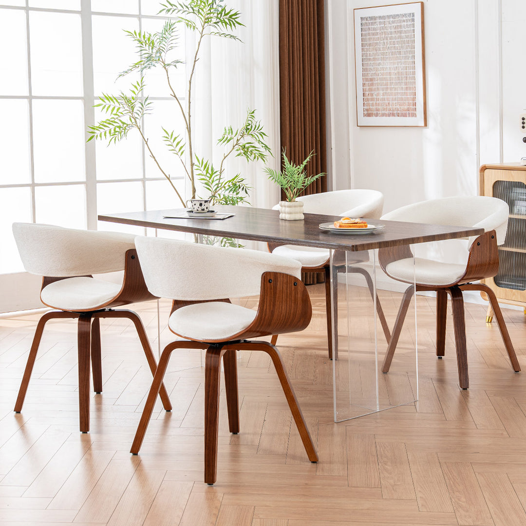 YOUNIKE Swivel Dining Chairs Padded Kitchen Chair with Wood Legs