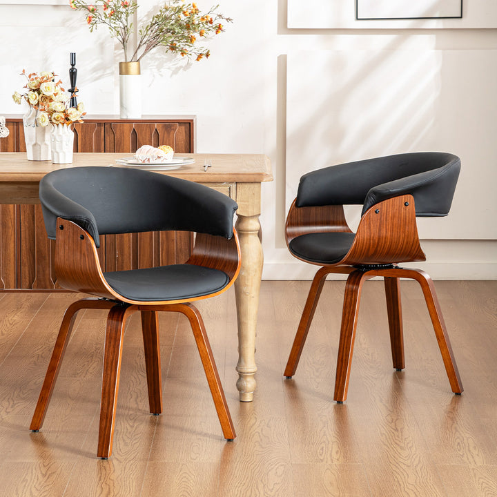 YOUNIKE Swivel Dining Chairs Padded Kitchen Chair with Wood Legs