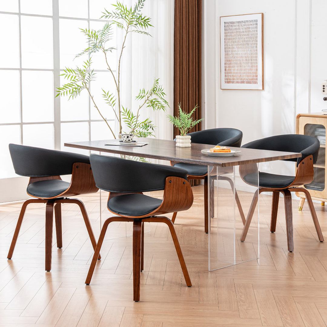 YOUNIKE Swivel Dining Chairs Padded Kitchen Chair with Wood Legs