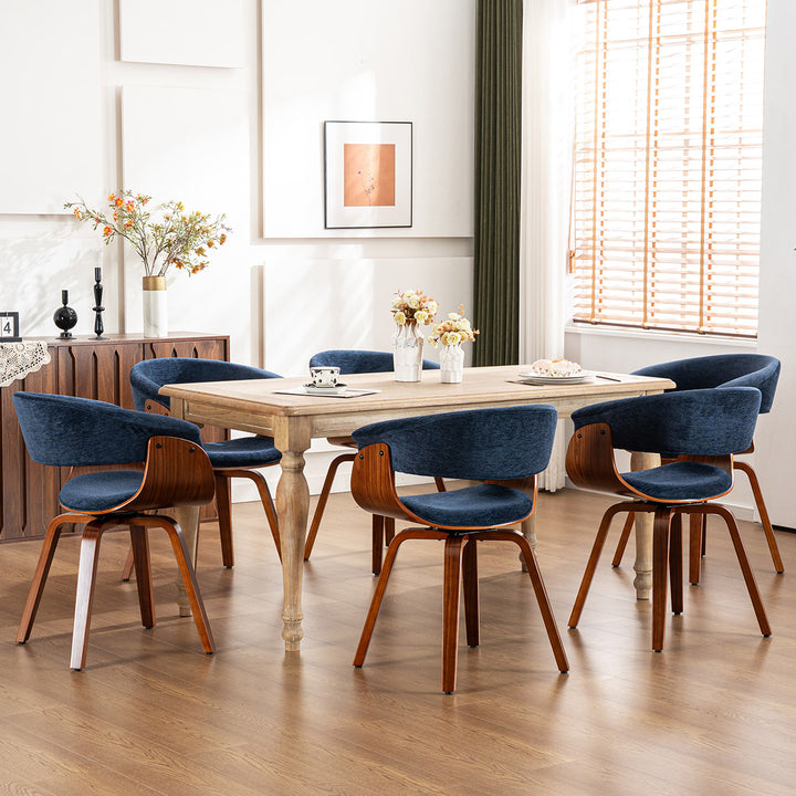 YOUNIKE Swivel Dining Chairs Padded Kitchen Chair with Wood Legs