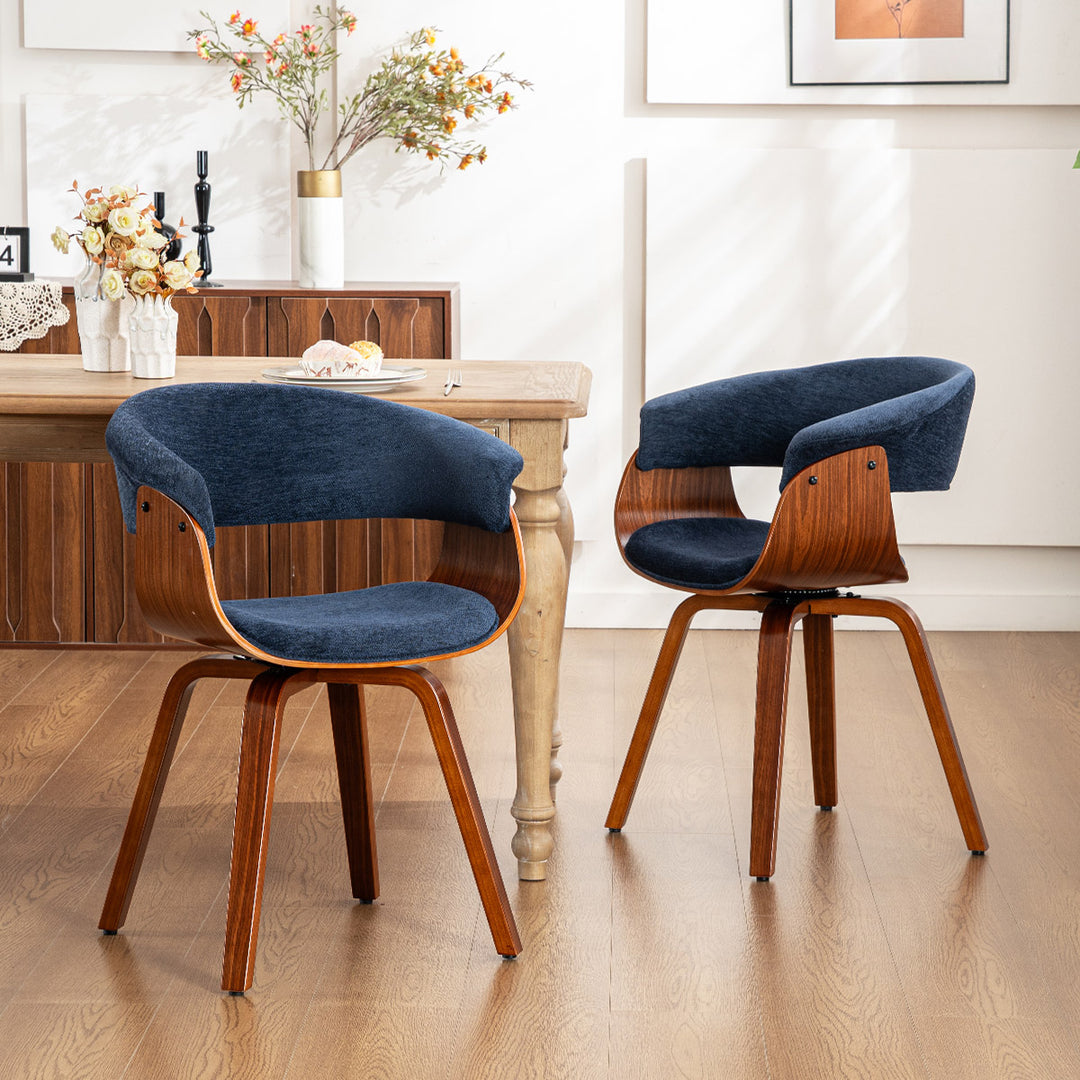 YOUNIKE Swivel Dining Chairs Padded Kitchen Chair with Wood Legs