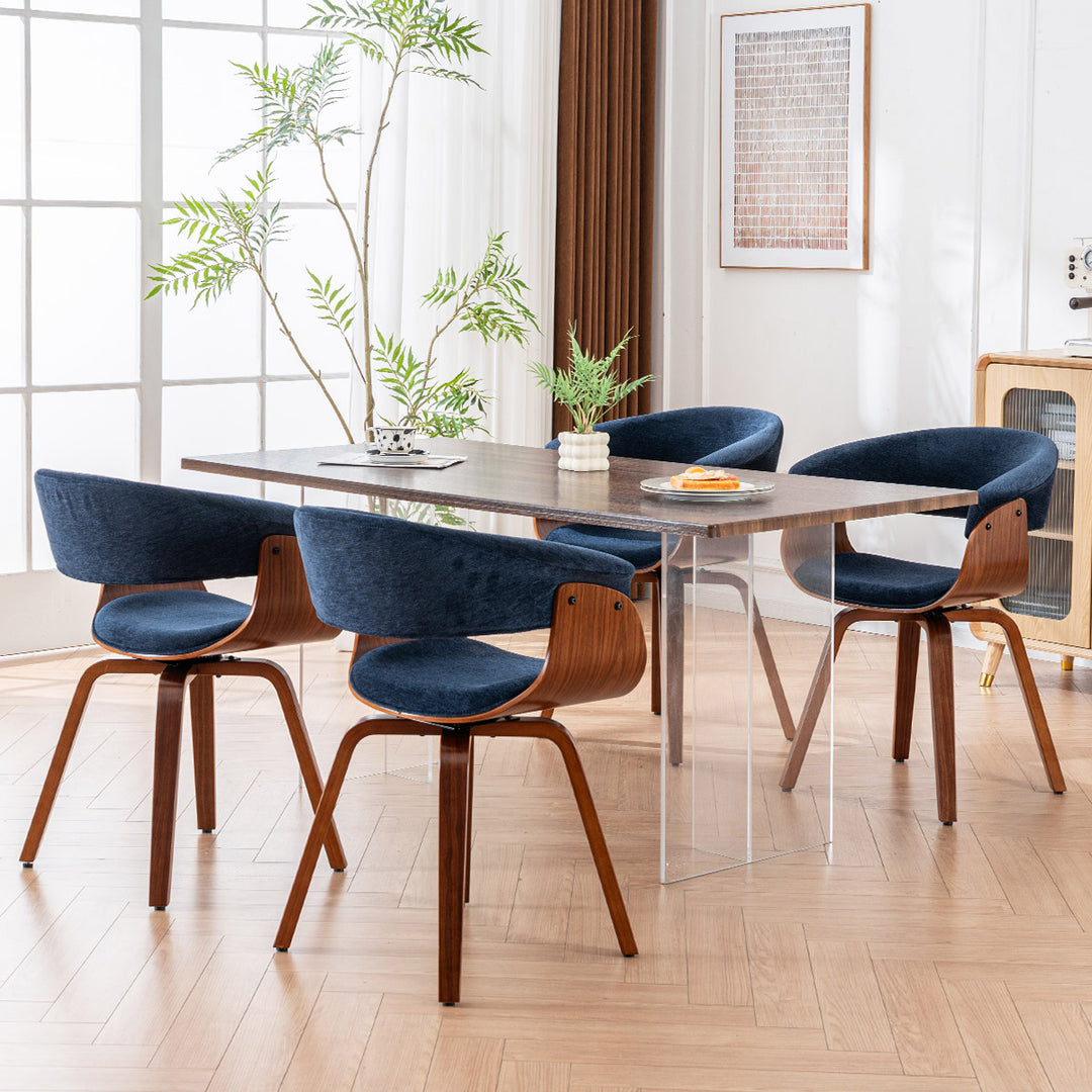 YOUNIKE Swivel Dining Chairs Padded Kitchen Chair with Wood Legs