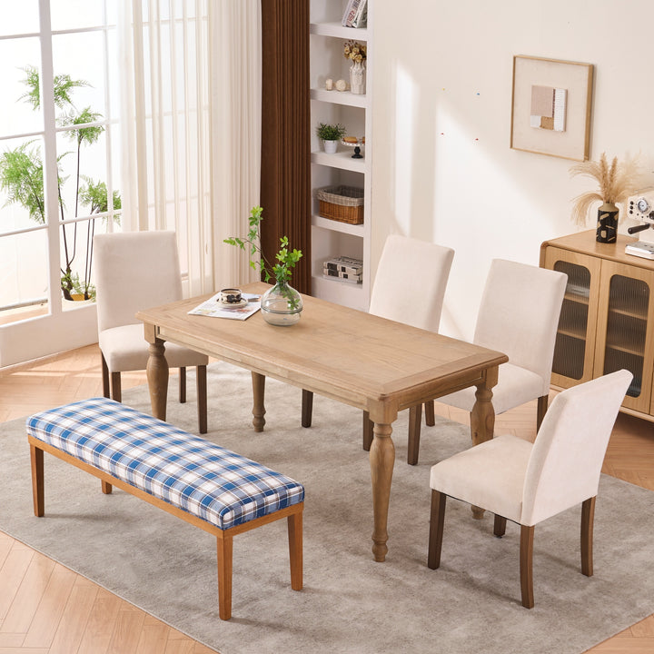 YOUNIKE 53in Entryway Bench Upholstered Dining Bench with Solid Wood Legs