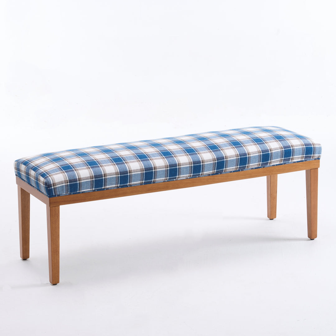 YOUNIKE 53in Entryway Bench Upholstered Dining Bench with Solid Wood Legs