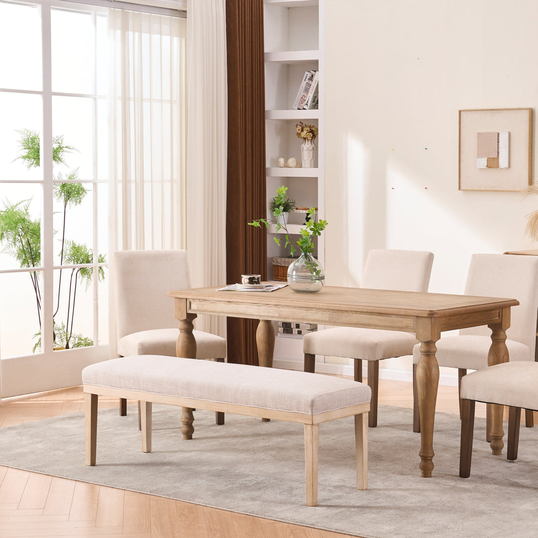 YOUNIKE 53in Entryway Bench Upholstered Dining Bench with Solid Wood Legs