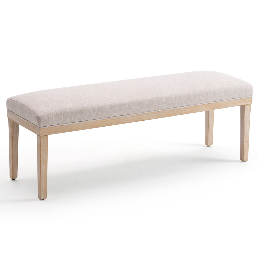 YOUNIKE 53in Entryway Bench Upholstered Dining Bench with Solid Wood Legs