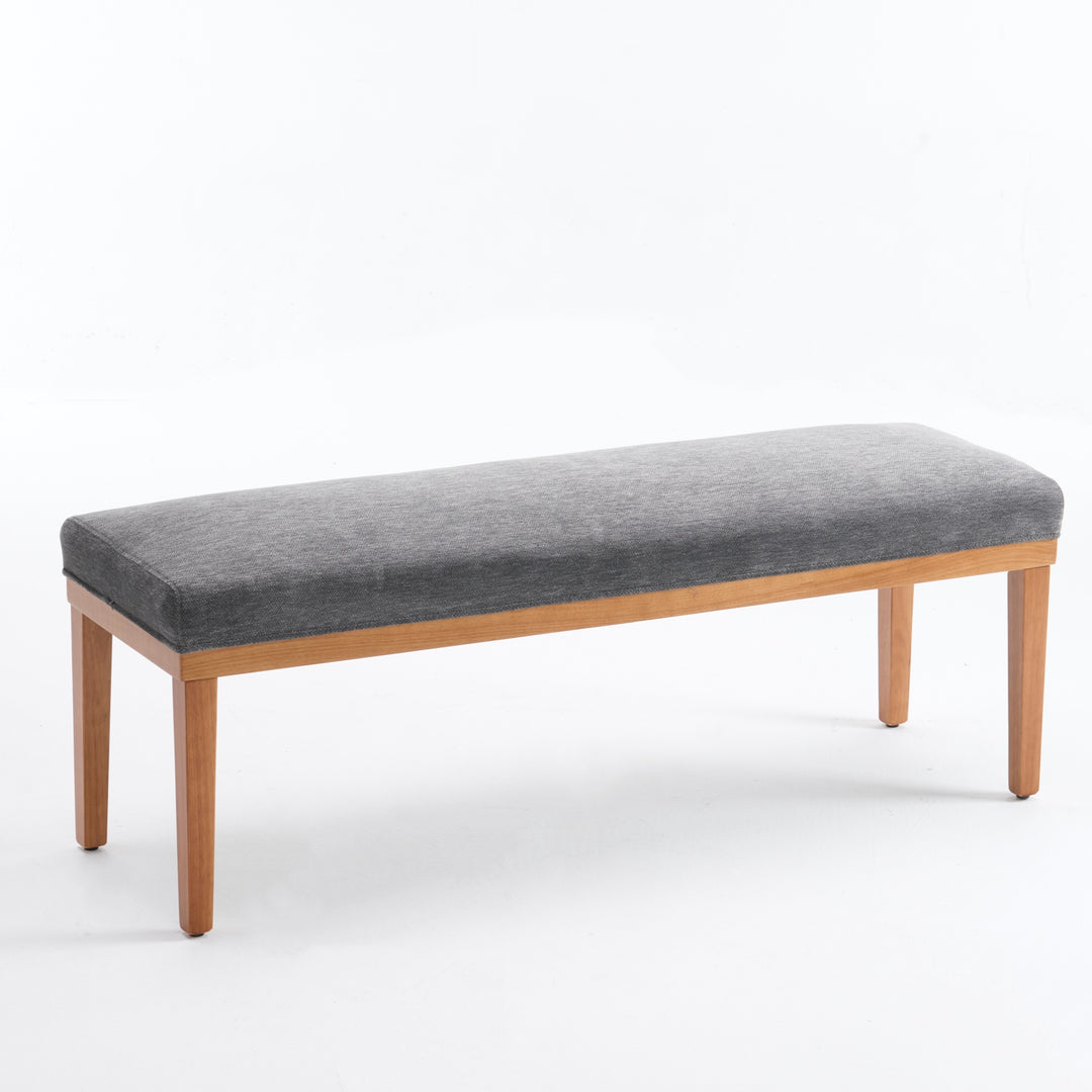 YOUNIKE 53in Entryway Bench Upholstered Dining Bench with Solid Wood Legs
