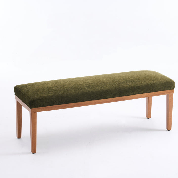 YOUNIKE 53in Entryway Bench Upholstered Dining Bench with Solid Wood Legs