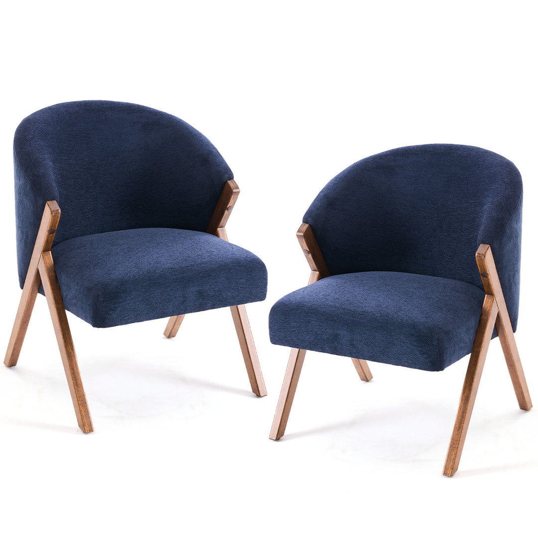 YOUNIKE Barrel Dining Chairs Curved Accent Chairs with Wood Legs