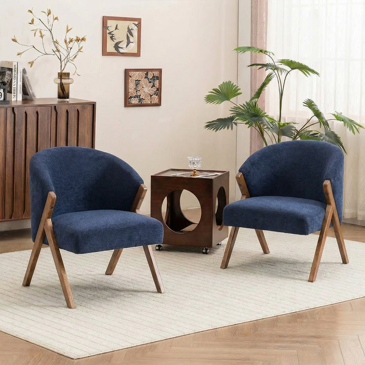 YOUNIKE Barrel Dining Chairs Curved Accent Chairs with Wood Legs