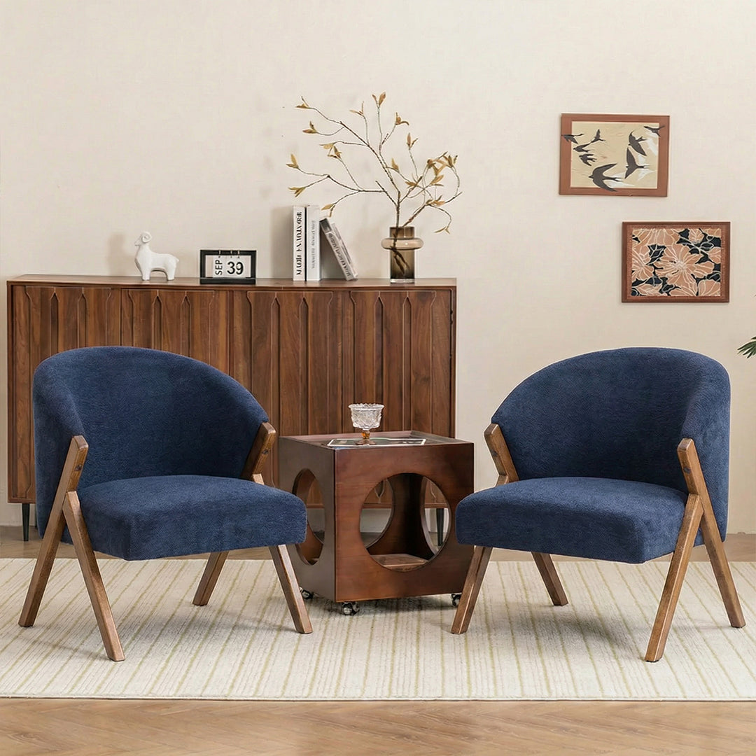 YOUNIKE Barrel Dining Chairs Curved Accent Chairs with Wood Legs