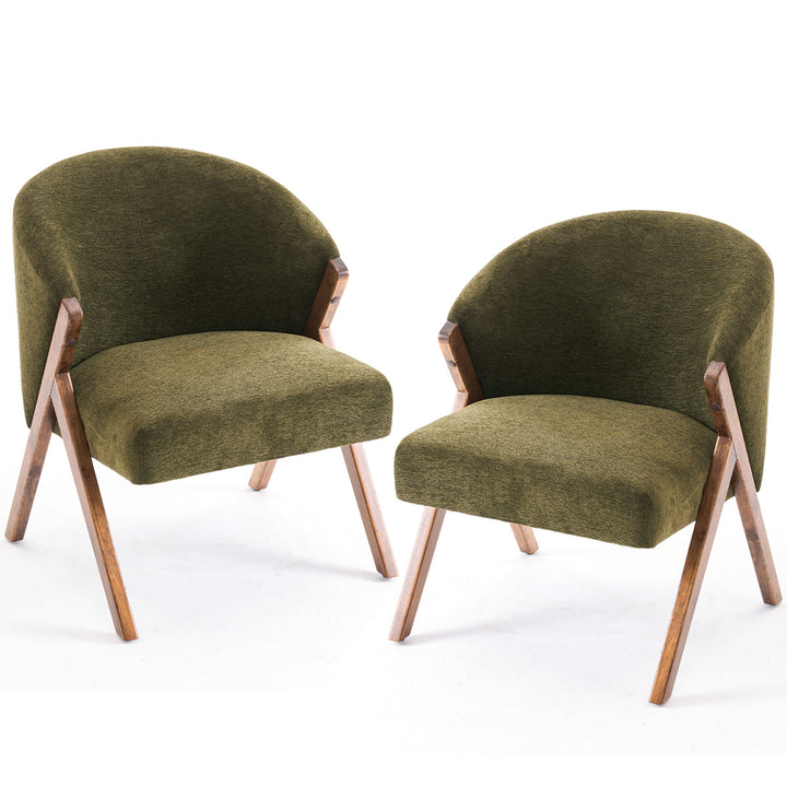 YOUNIKE Barrel Dining Chairs Curved Accent Chairs with Wood Legs