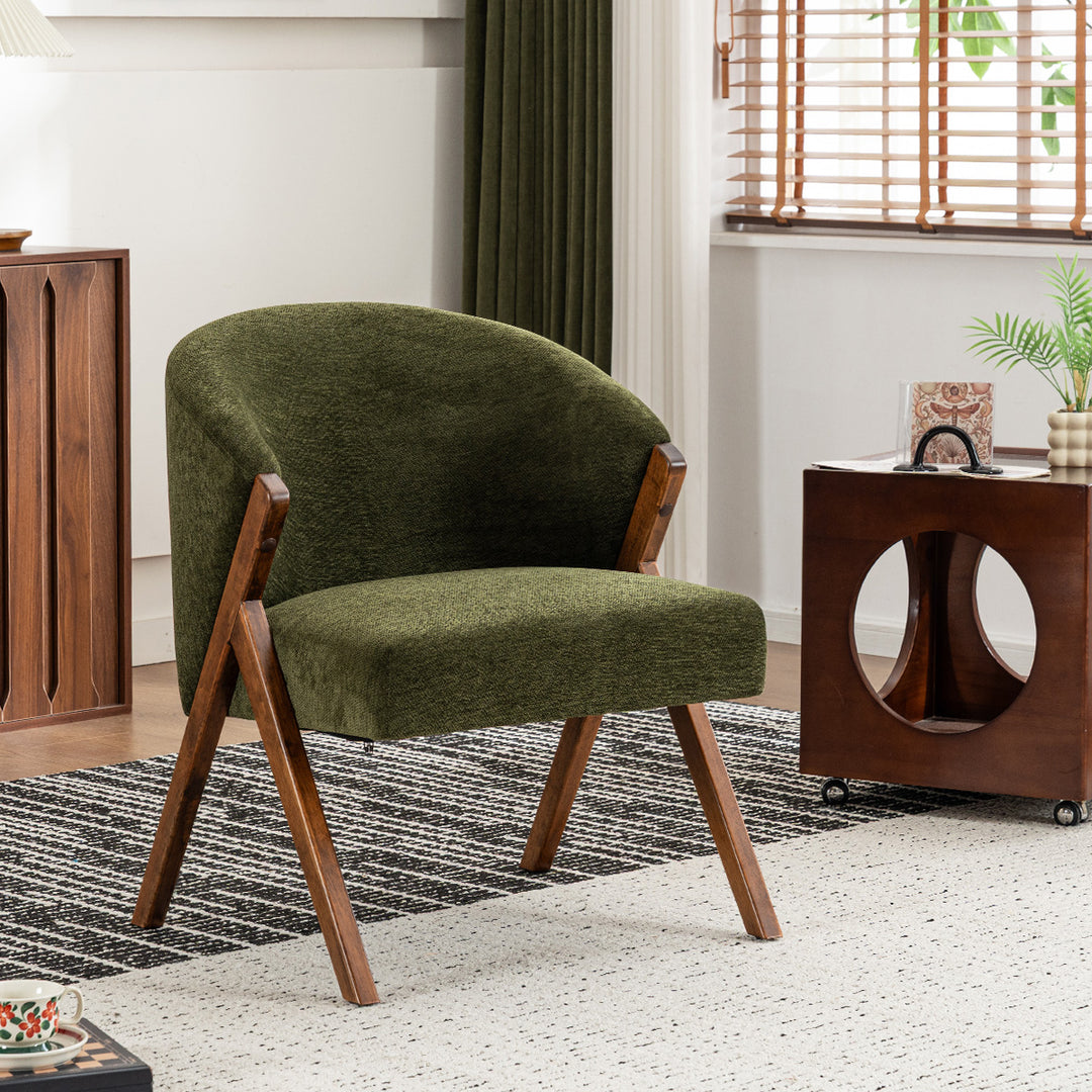 YOUNIKE Barrel Dining Chairs Curved Accent Chairs with Wood Legs