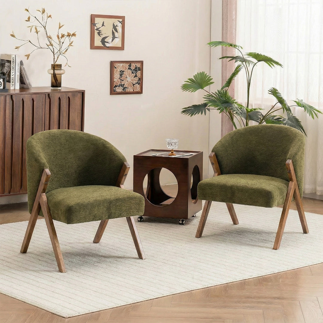 YOUNIKE Barrel Dining Chairs Curved Accent Chairs with Wood Legs