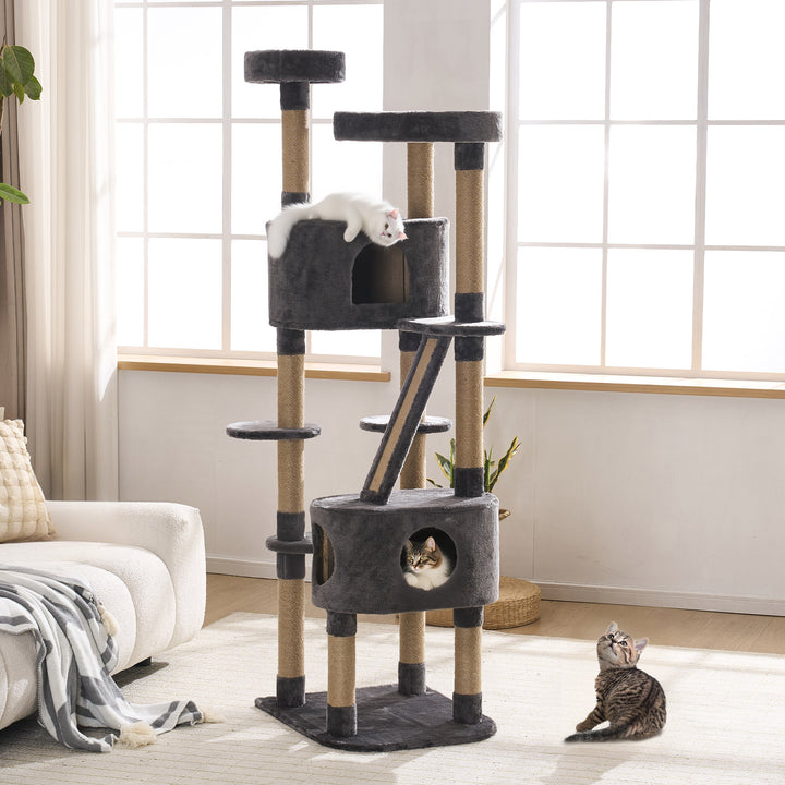 YOUNIKE 71in Cat Tree Large Multi-Level Cat Tower Condo for Indoor Cats