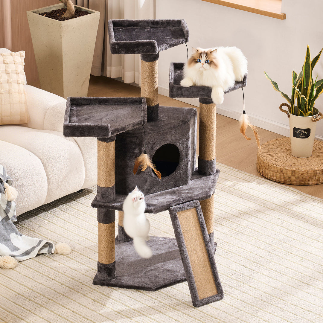 YOUNIKE Cat Tree 45in Cat Tower Condo for Kittens Pet House Play