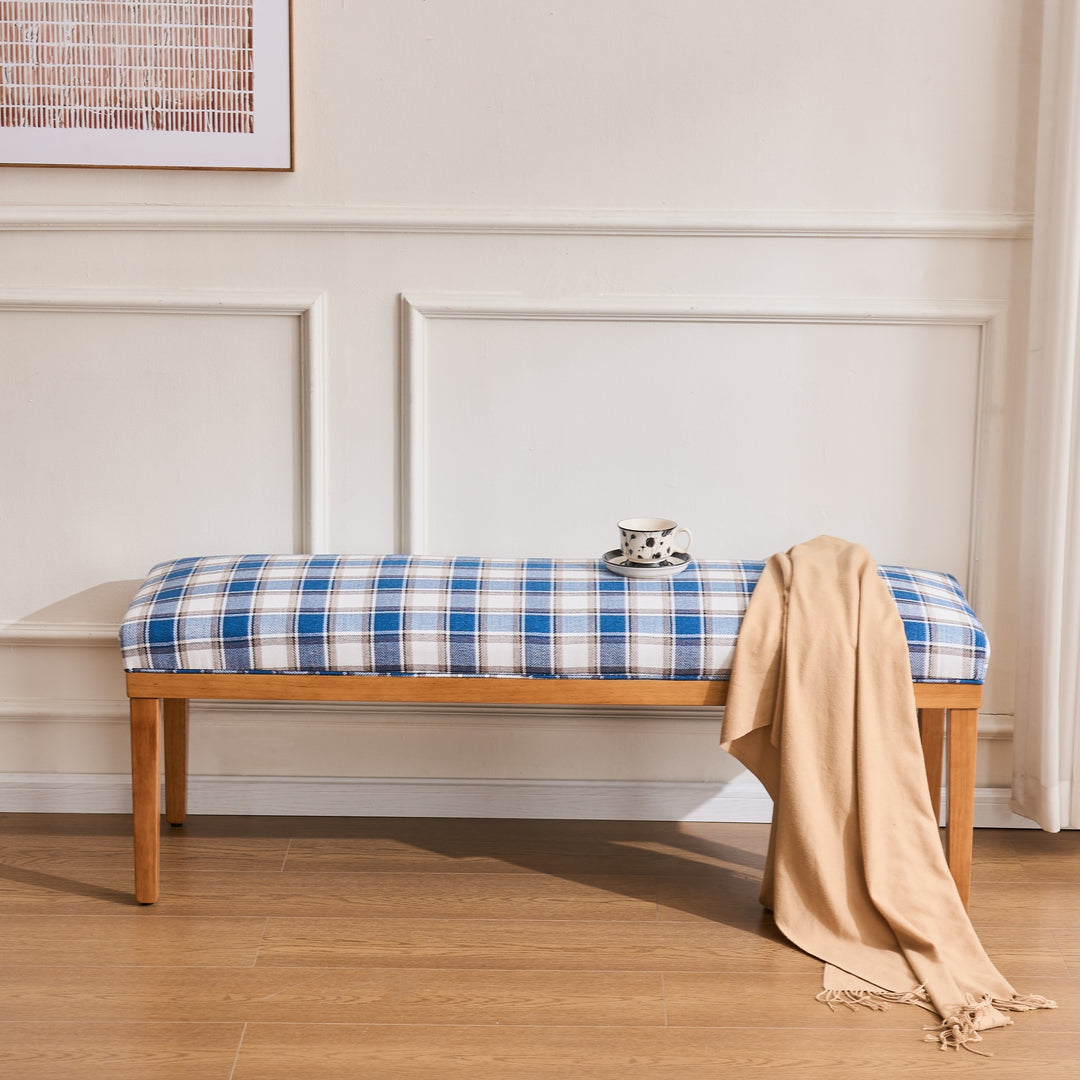 YOUNIKE 53in Entryway Bench Upholstered Dining Bench with Solid Wood Legs