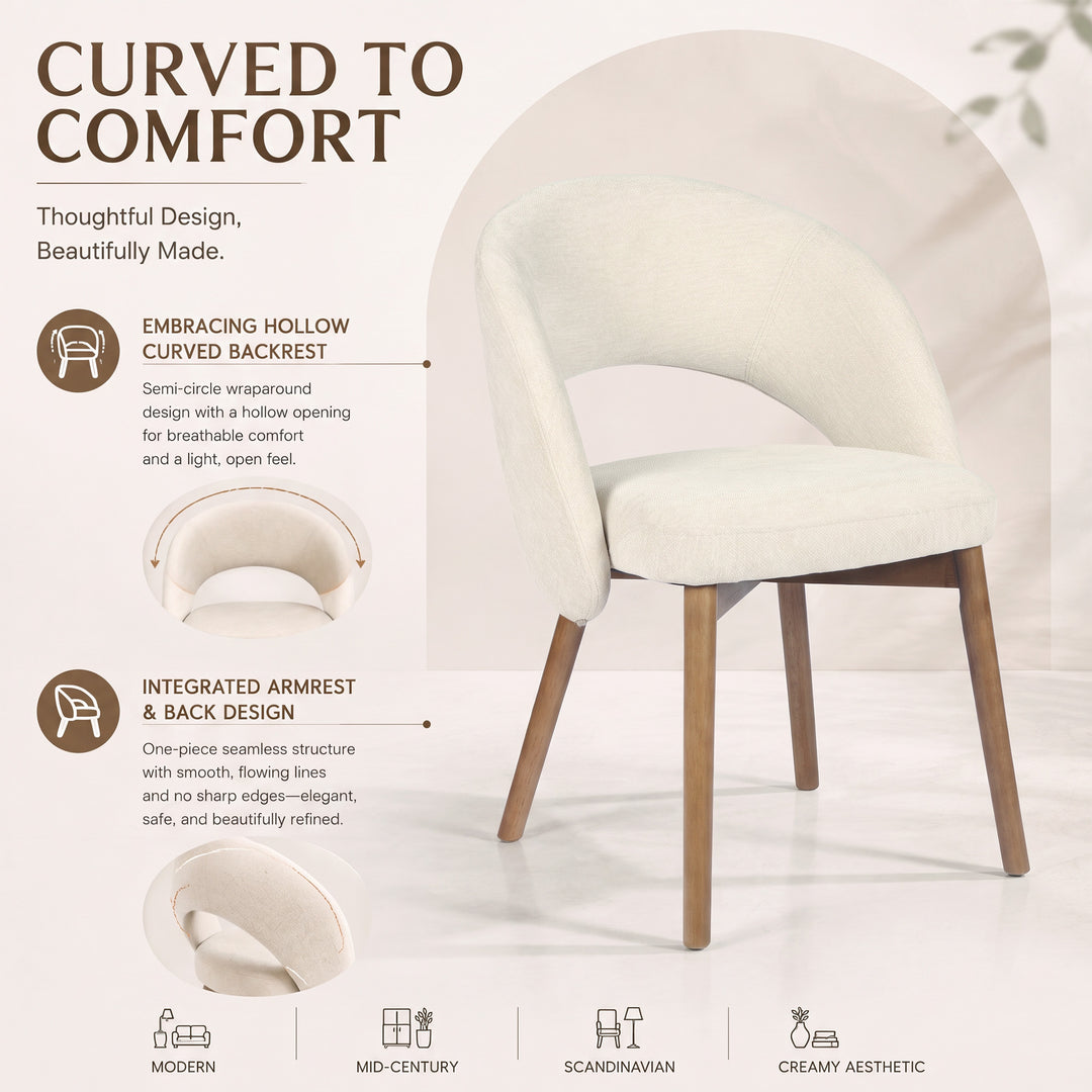 YOUNIKE Upholstered Dining Chairs Set of 2 Modern Curved Barrel Dining Room Chair