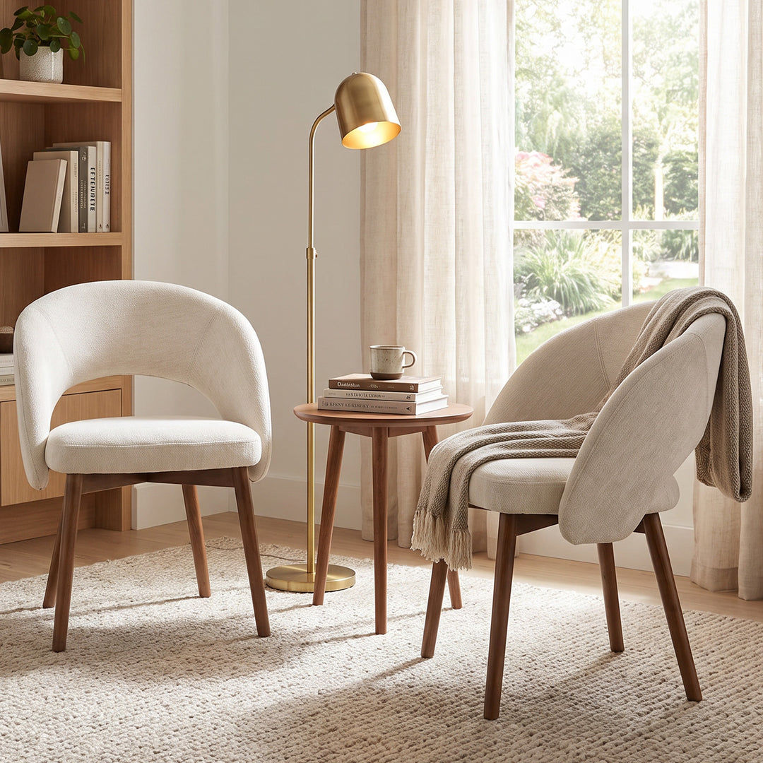 YOUNIKE Upholstered Dining Chairs Set of 2 Modern Curved Barrel Dining Room Chair