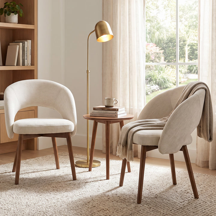 YOUNIKE Upholstered Dining Chairs Set of 2 Modern Curved Barrel Dining Room Chair