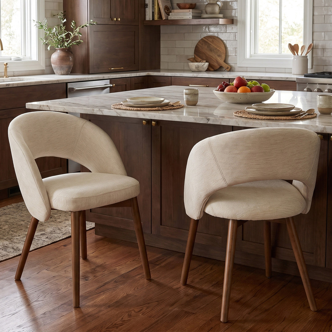 YOUNIKE Upholstered Dining Chairs Set of 2 Modern Curved Barrel Dining Room Chair