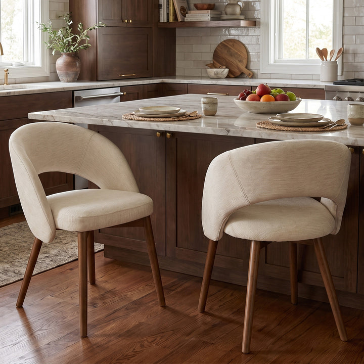 YOUNIKE Upholstered Dining Chairs Set of 2 Modern Curved Barrel Dining Room Chair