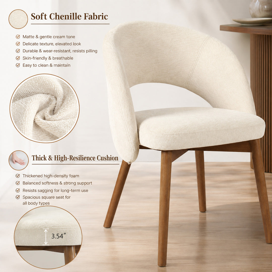 YOUNIKE Upholstered Dining Chairs Set of 2 Modern Curved Barrel Dining Room Chair