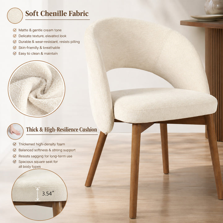 YOUNIKE Upholstered Dining Chairs Set of 2 Modern Curved Barrel Dining Room Chair