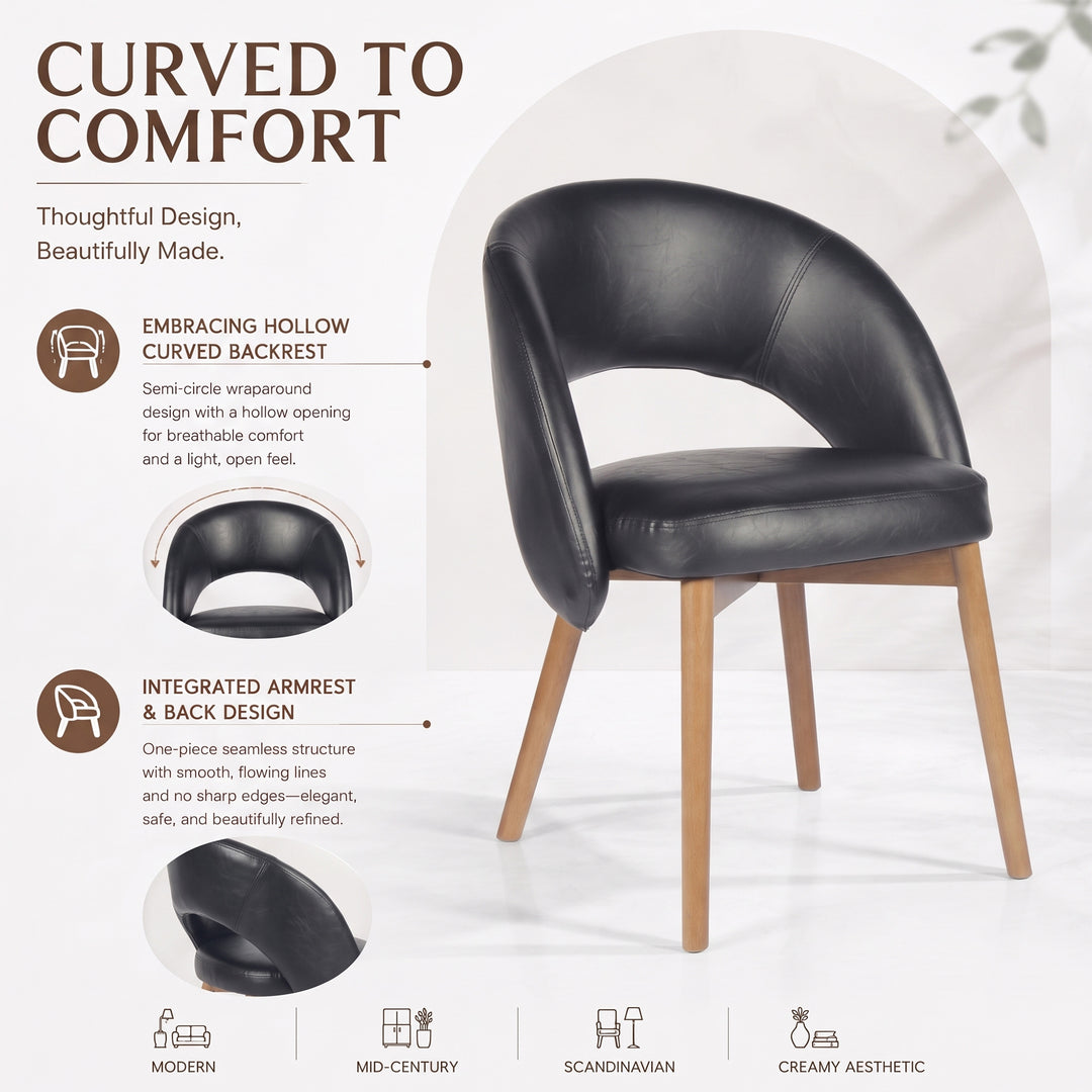 YOUNIKE Upholstered Dining Chairs Set of 2 Modern Curved Barrel Dining Room Chair