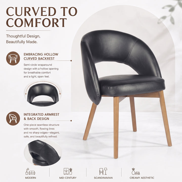 YOUNIKE Upholstered Dining Chairs Set of 2 Modern Curved Barrel Dining Room Chair