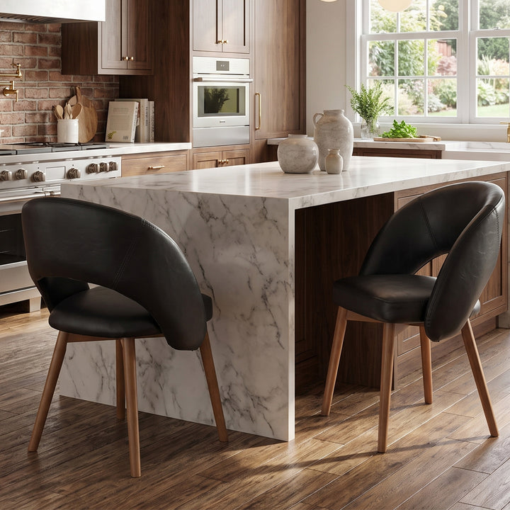 YOUNIKE Upholstered Dining Chairs Set of 2 Modern Curved Barrel Dining Room Chair
