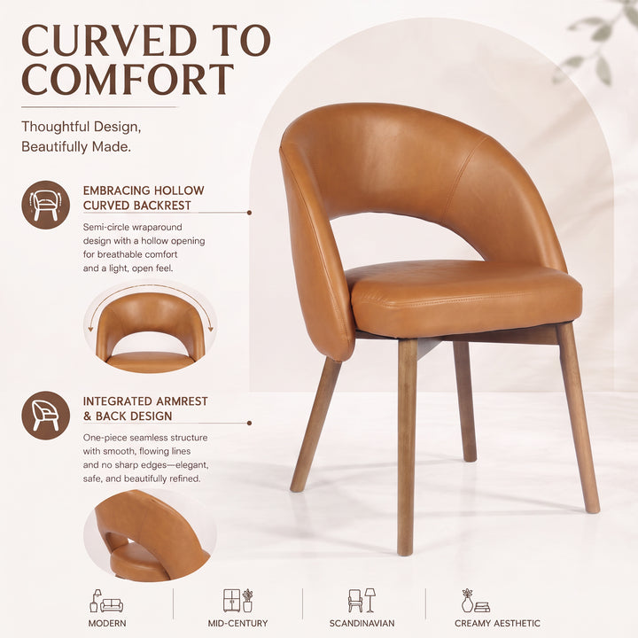 YOUNIKE Upholstered Dining Chairs Set of 2 Modern Curved Barrel Dining Room Chair