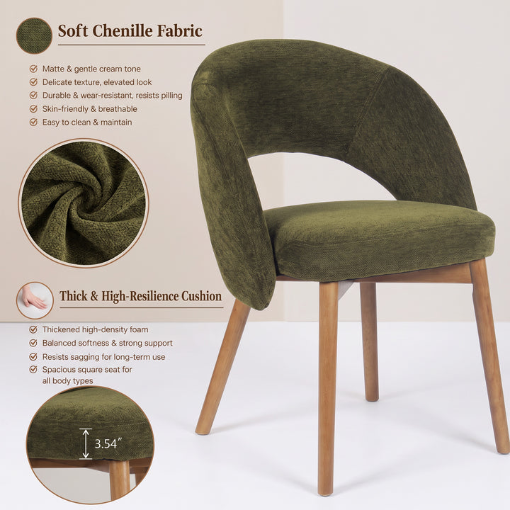 YOUNIKE Upholstered Dining Chairs Set of 2 Modern Curved Barrel Dining Room Chair
