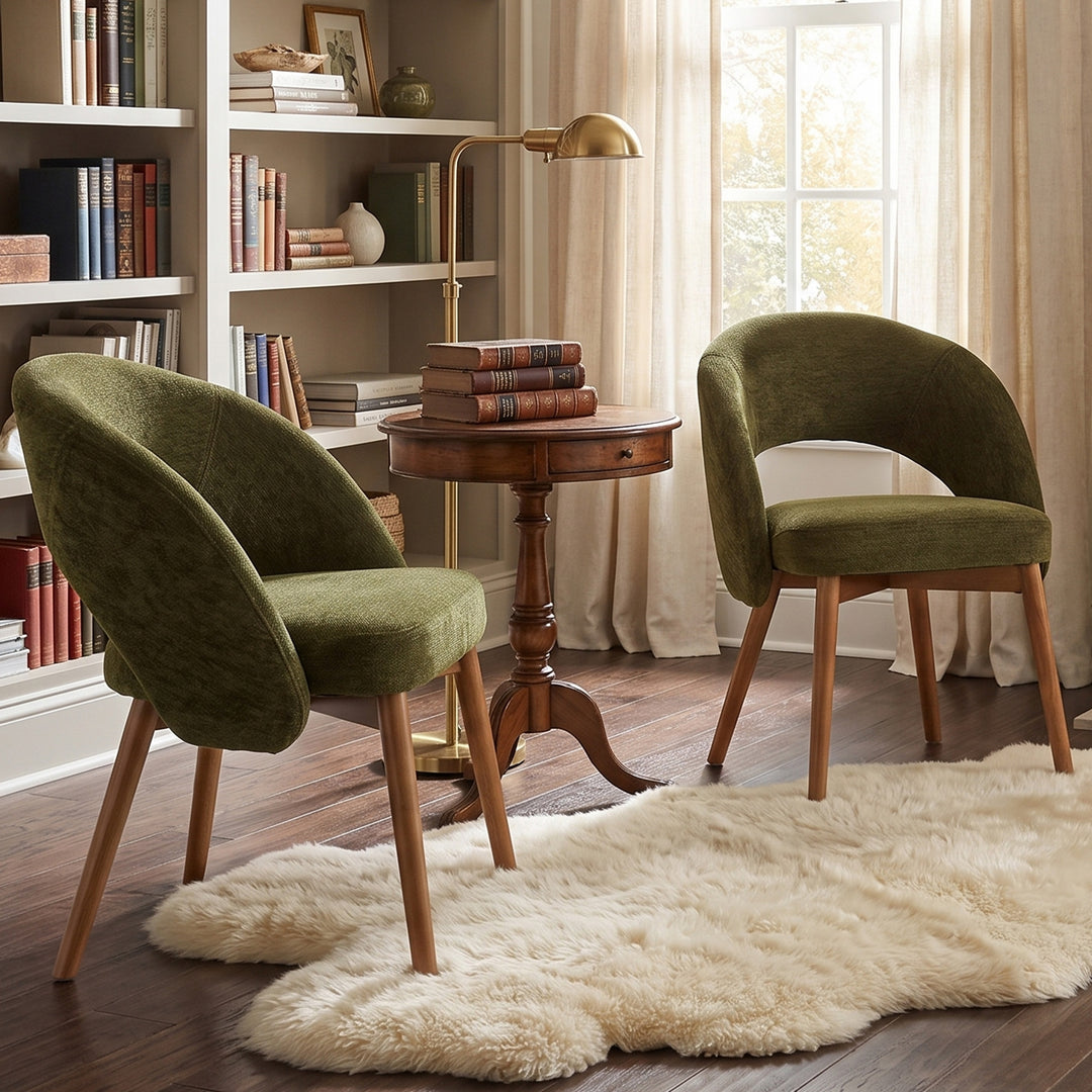 YOUNIKE Upholstered Dining Chairs Set of 2 Modern Curved Barrel Dining Room Chair